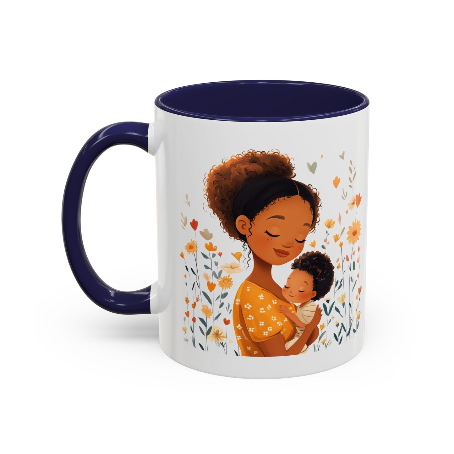 Warmth & Love Mug, Floral Mother & Child Coffee Cup, Gift for Mom, Cozy Drinkware, Baby Shower Mug, Family Bonding