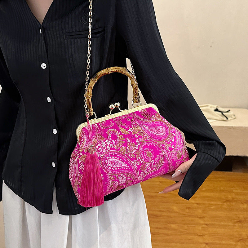 Vintage Dinner Silk Satin Chinese Clutch Bag Handbag