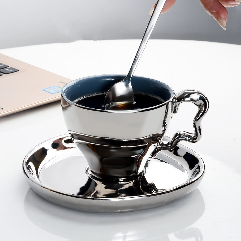 Ins Silver Electroplated Ceramic Mug Lovers' High Face Value