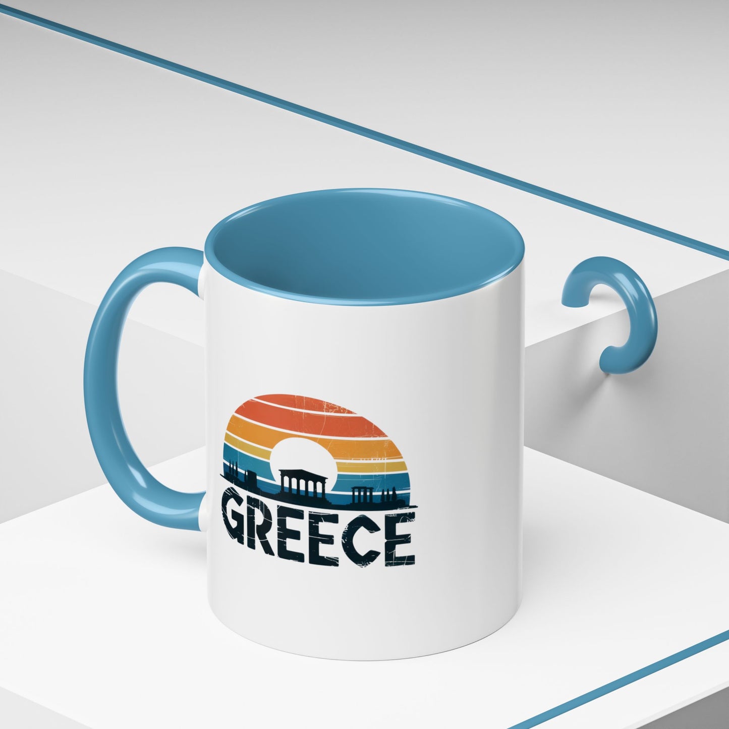 Greece Sunset Accent Coffee Mug - Perfect for Travel Lovers, Gifts for Her, Cozy Mornings, Summer Vibes, Greek Decor