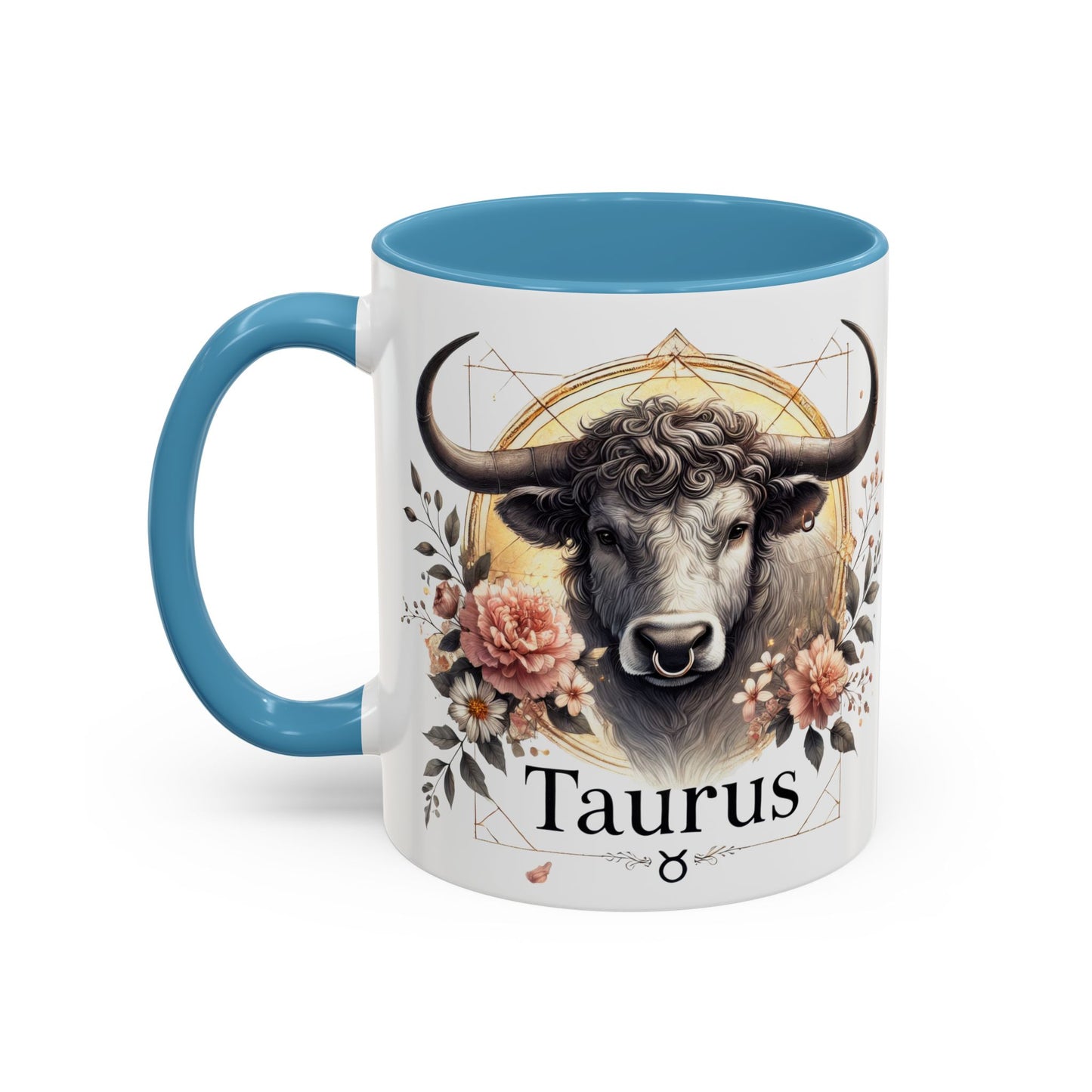 Taurus Floral Accent Coffee Mug | Astrology Gift for Taurus Fans | Office, Birthday, Zodiac Decor, Personalized Mug, Home & Kitchen