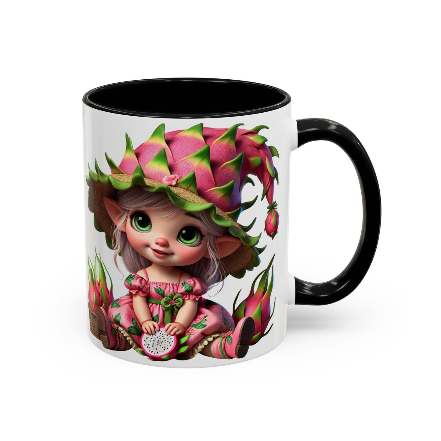 Whimsical Dragon Fruit Character Coffee Mug - Perfect for Plant Lovers & Fantasy Fans