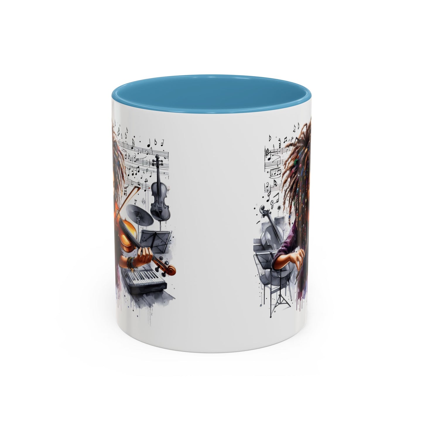Musical Accent Coffee Mug, Music Lover Gift, Black and White Mug, Jazz Theme Mug, Artist Appreciation