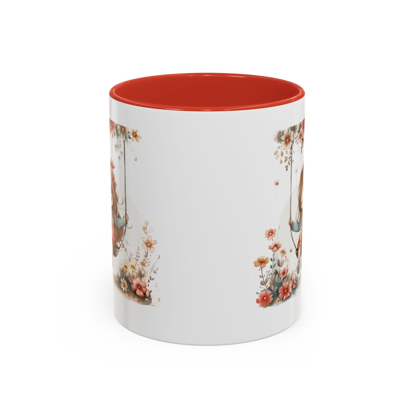 Cute Floral Swing Coffee Mug, Adorable Gift for Her, Tea Lover Mug, Cozy Home Decor, Birthday Gift, Floral Art Drinkware