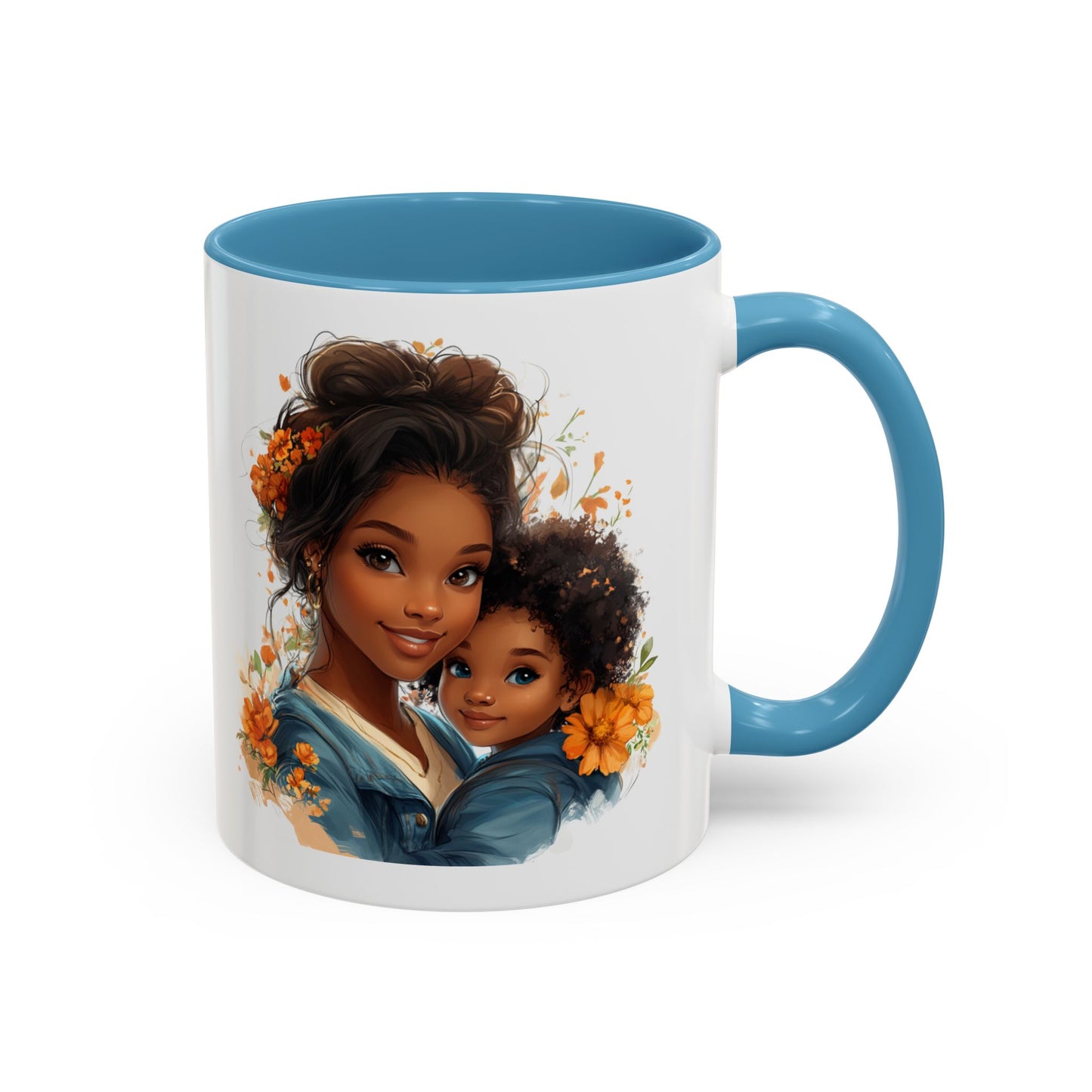 Embrace Love Accent Coffee Mug, Floral Mug, Motherhood Gift, Family Bonding, Personalized Drinkware