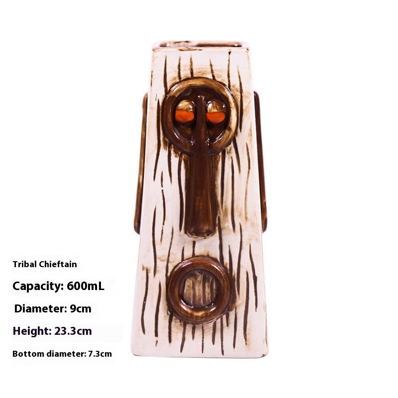 Ceramic Tiki Mug Creative Human Face Porcelain Beer Wine Mug Cup Hawaii Easter Island Zombie Cocktail Glass