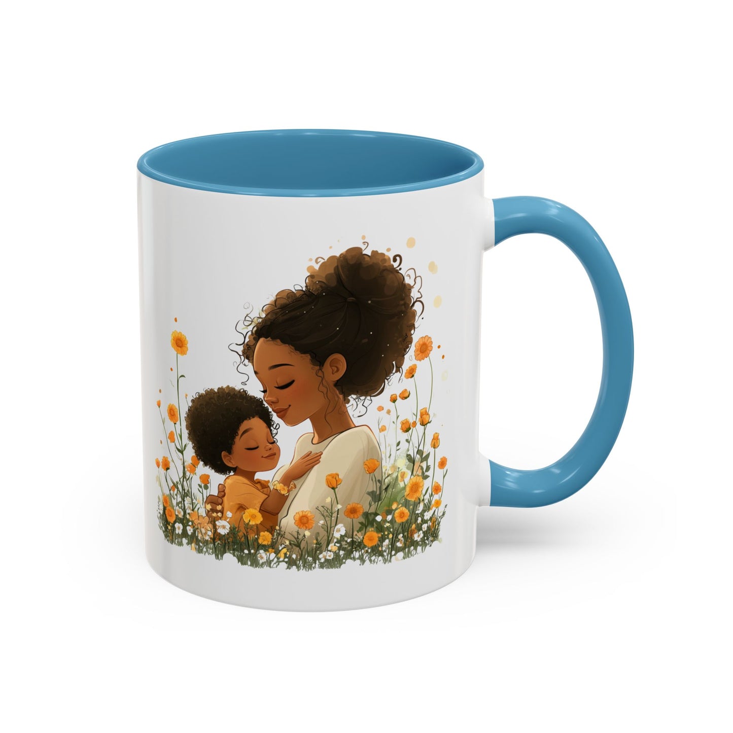 Emotional Motherhood Coffee Mug, Floral Mom & Child, Gift for Mother's Day, Family Bonding, Cozy Drinkware, Home Decor