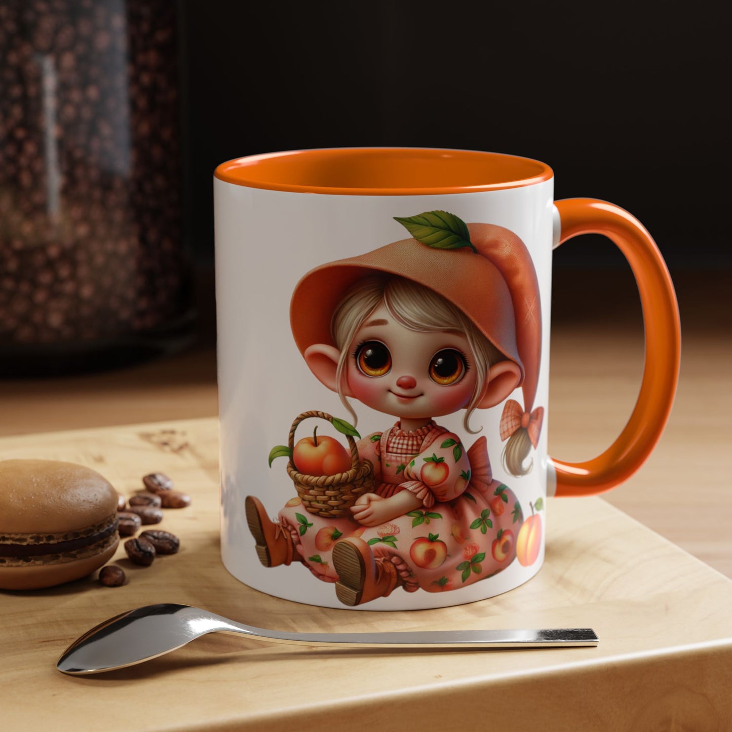 Cute Peach Character Accent Coffee Mug - 11 & 15oz