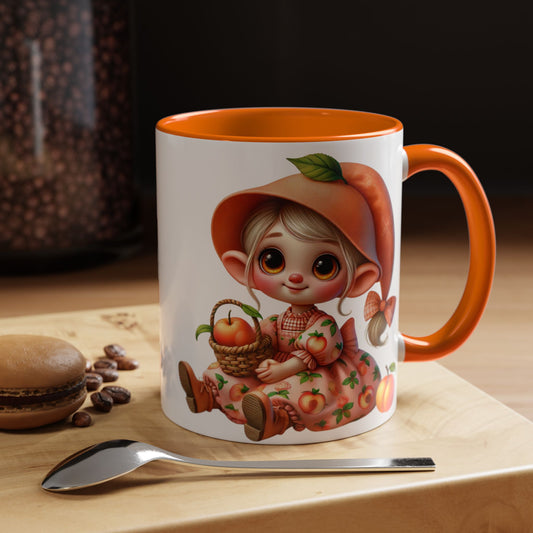 Cute Peach Character Accent Coffee Mug - 11 & 15oz