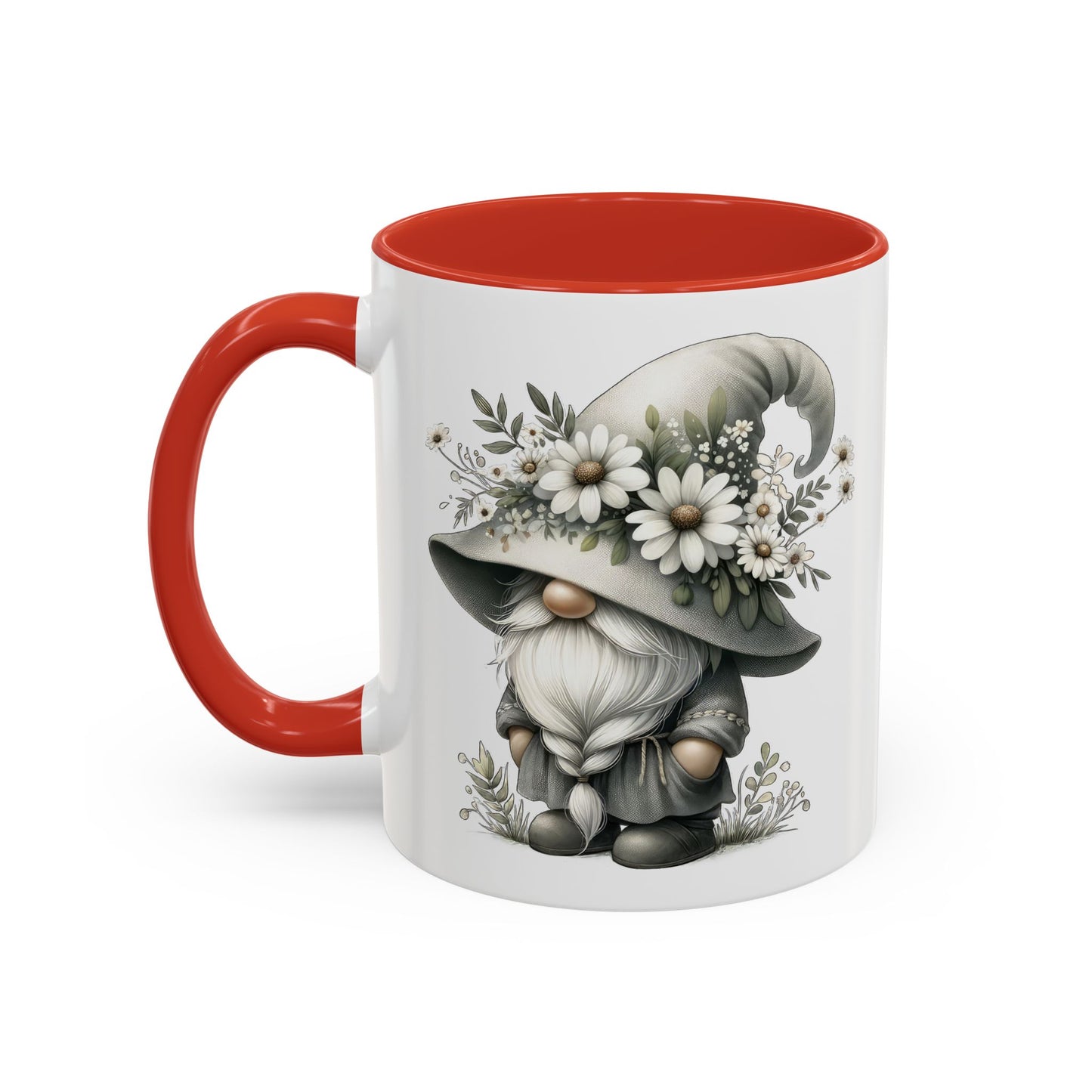 Whimsical Gnome Coffee Mug, Cute Floral Mug, Gift for Garden Lovers, Accent Mug for Coffee, Tea, and Hot Cocoa