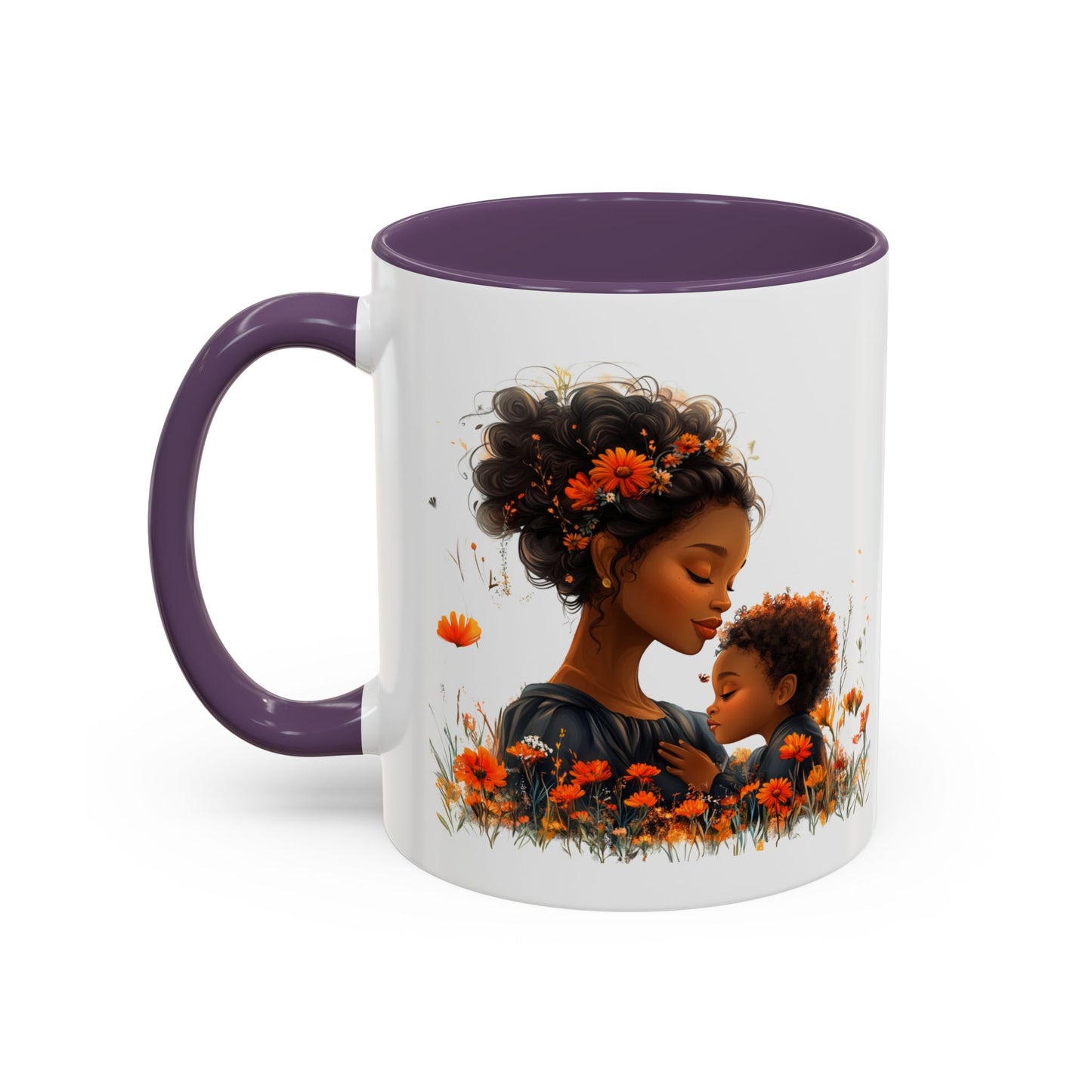 Floral Mom and Child Coffee Mug - Perfect Gift for Mother's Day, Family Moments, Tea Lover, Floral Decor, Kitchenware