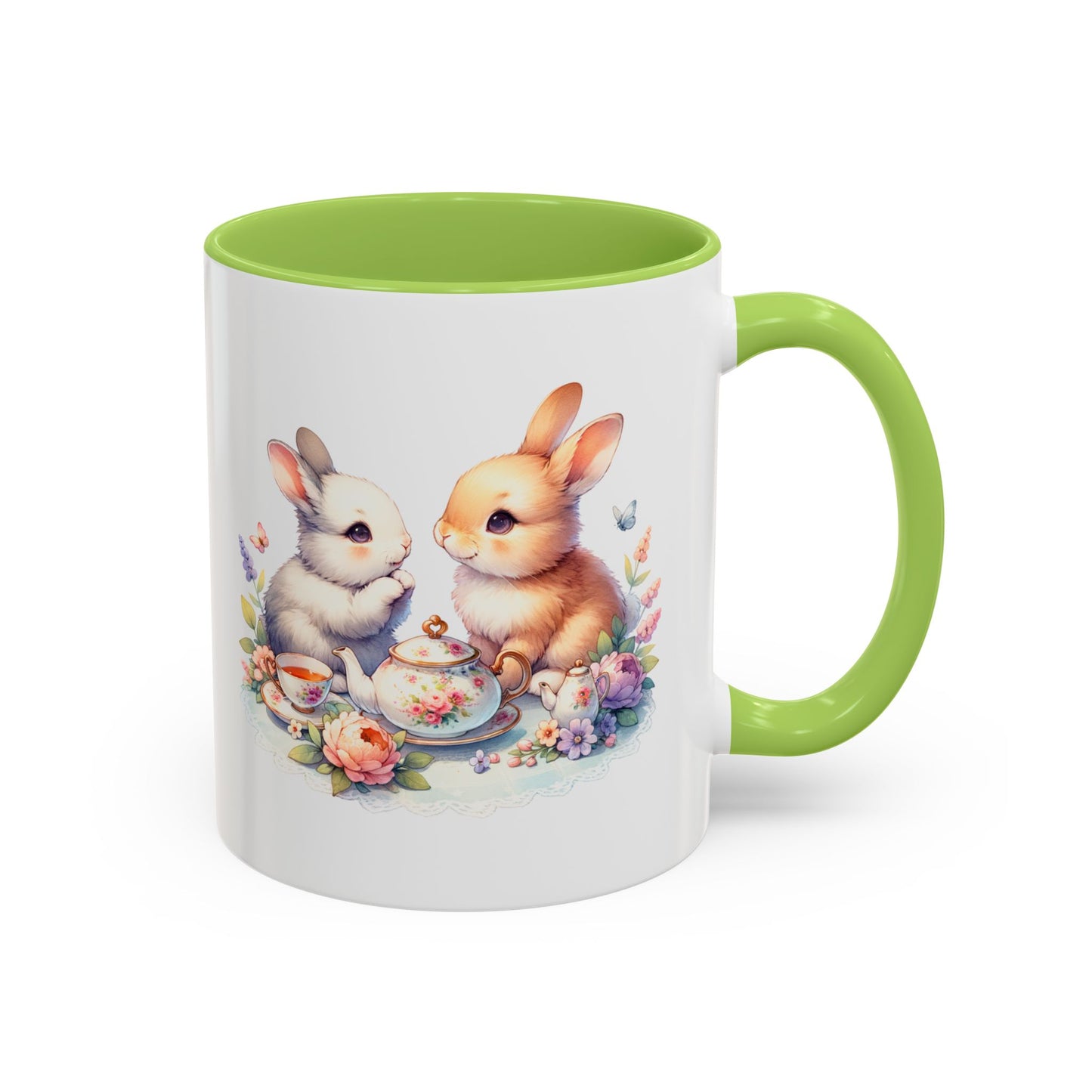 Whimsical Bunny Coffee Mug, Cute Bunny Mug for Spring, Easter Gift, Floral Rabbit Mug, Fun Coffee Cup