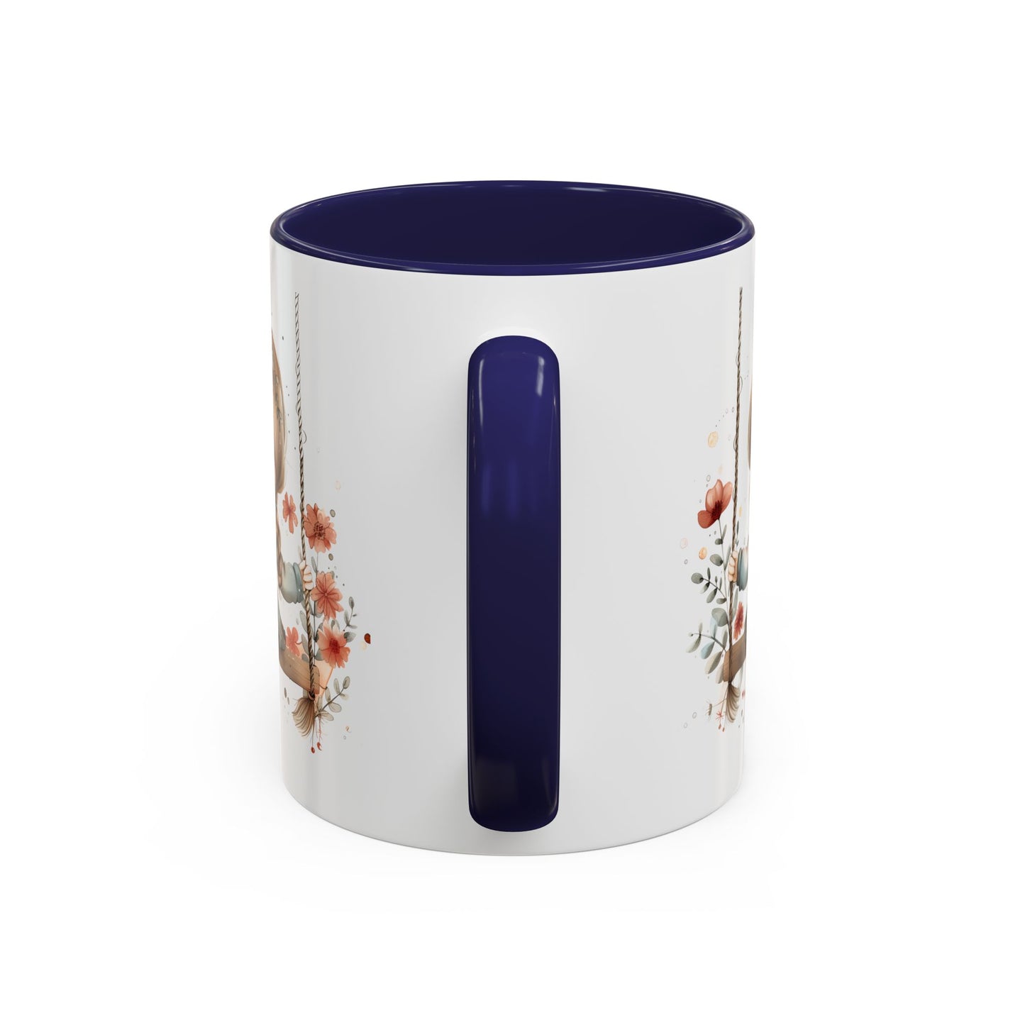 Whimsical Swinging Girl Coffee Mug - Cute Gift for Coffee Lovers, Home Decor, Spring Vibes, Floral Design, Girly Kitchen Accessory