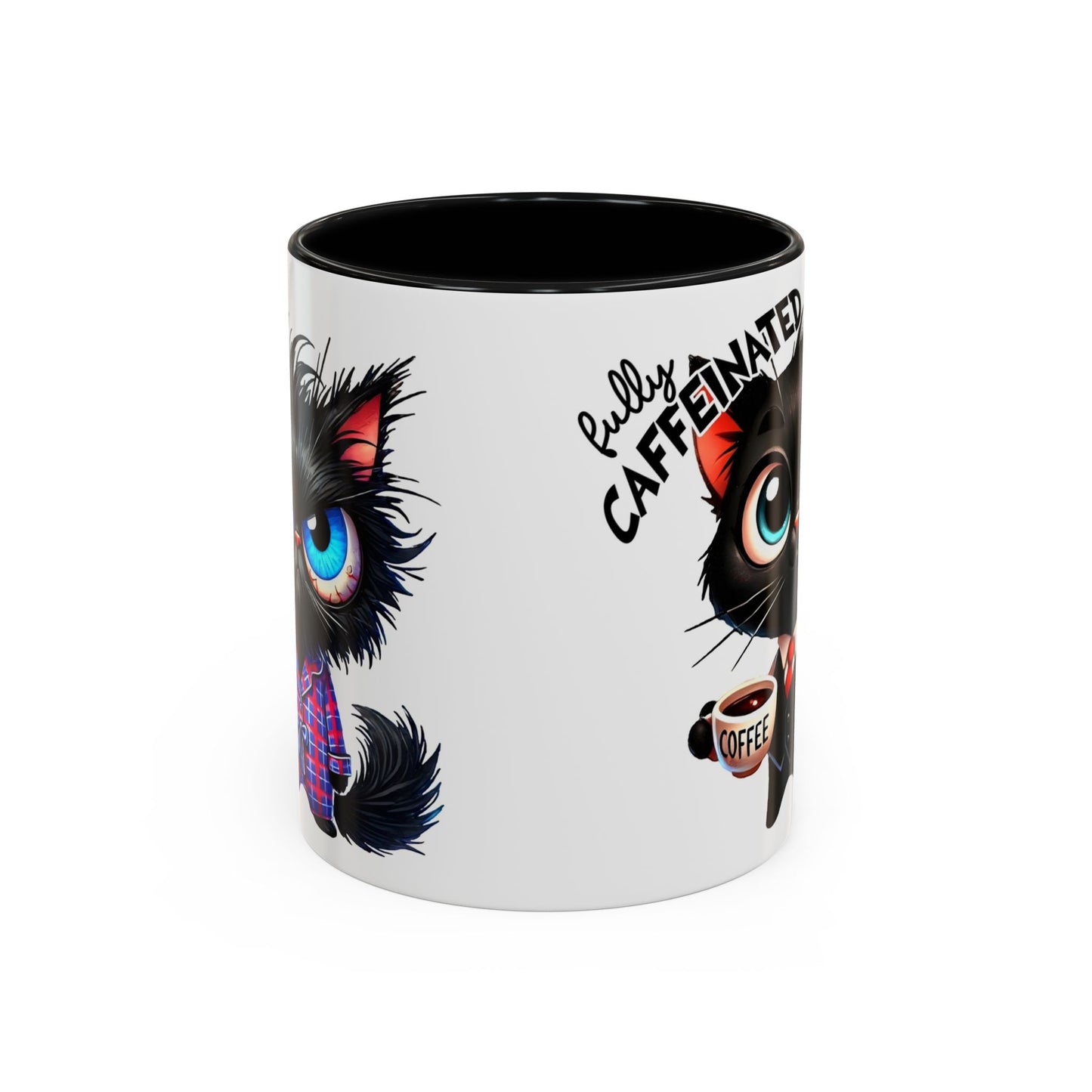 Whimsical Cat-Themed Coffee Mug, Fully Caffeinated, Gift for Cat Lovers, Fun Kitchen Decor, Birthday Gift, Unique Coffee Lover Mug