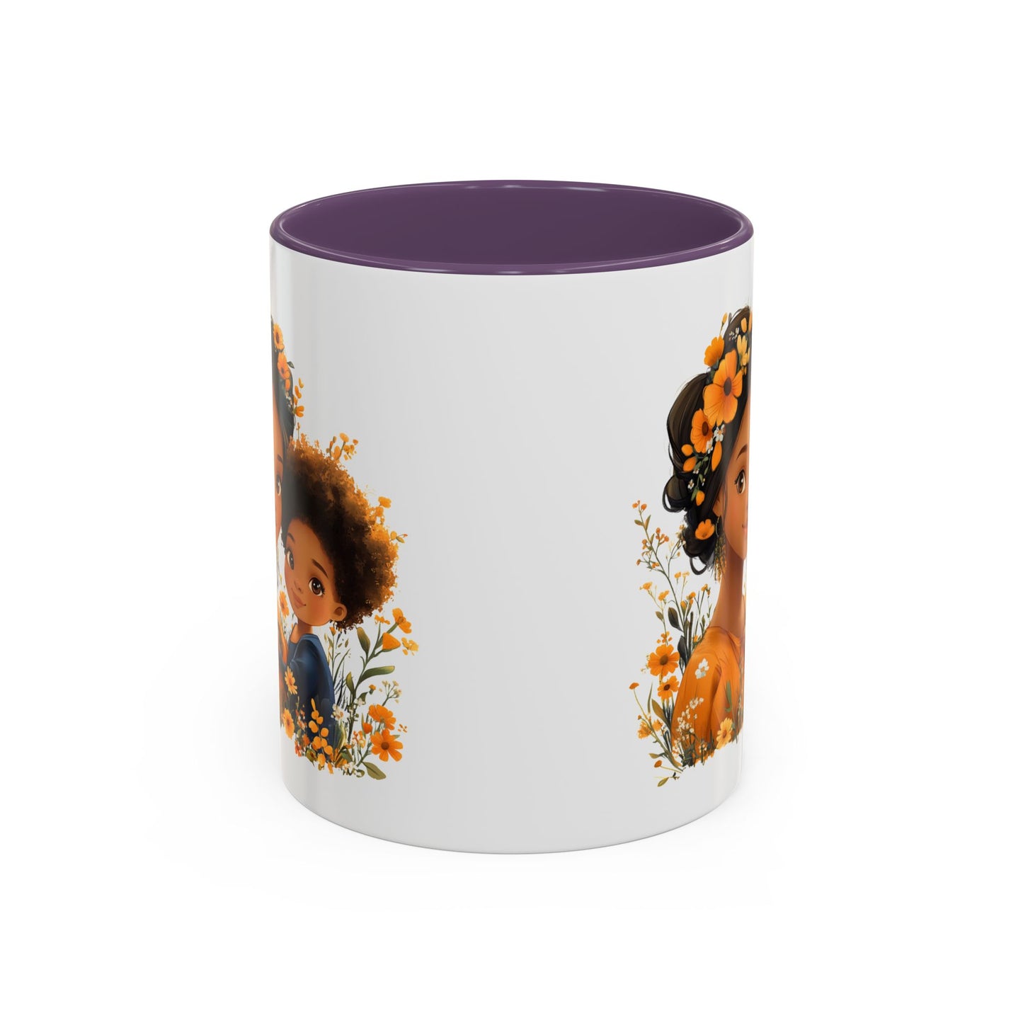 Floral Family Accent Coffee Mug - Mother's Day Gift, Cute Mug for Kids, Floral Design, Spring Decor, Family Bonding