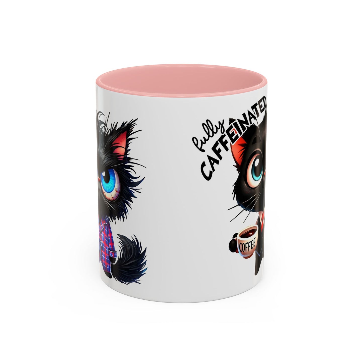 Whimsical Cat-Themed Coffee Mug, Fully Caffeinated, Gift for Cat Lovers, Fun Kitchen Decor, Birthday Gift, Unique Coffee Lover Mug