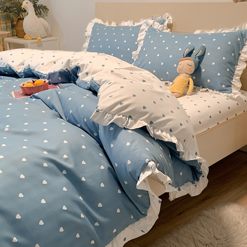 Princesse Style Quatre-pièce Lit Feuille Housse de couette Fille de Coeur Lit Couverture D'été Trois-pièce Costume