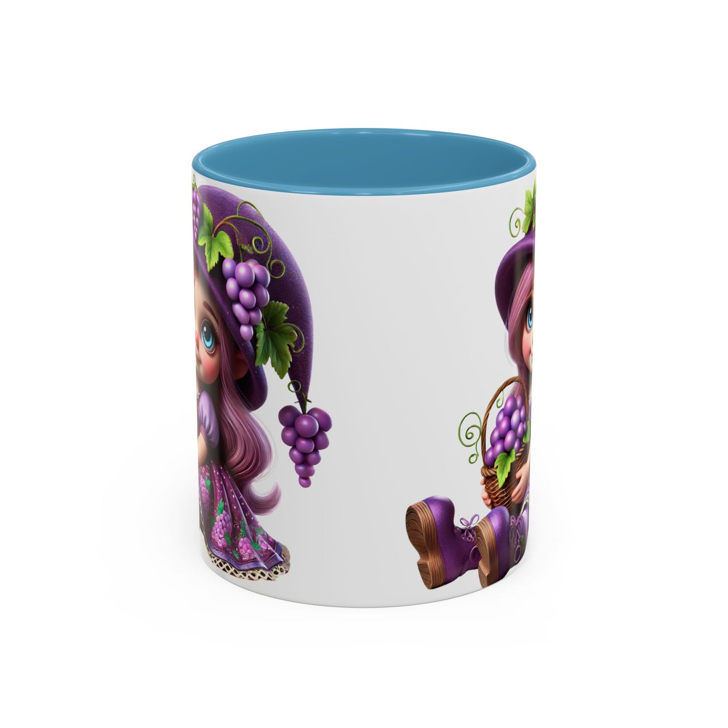 Whimsical Grape Girl Coffee Mug - Fun 11oz & 15oz Accent Mugs for Kids and Wine Lovers