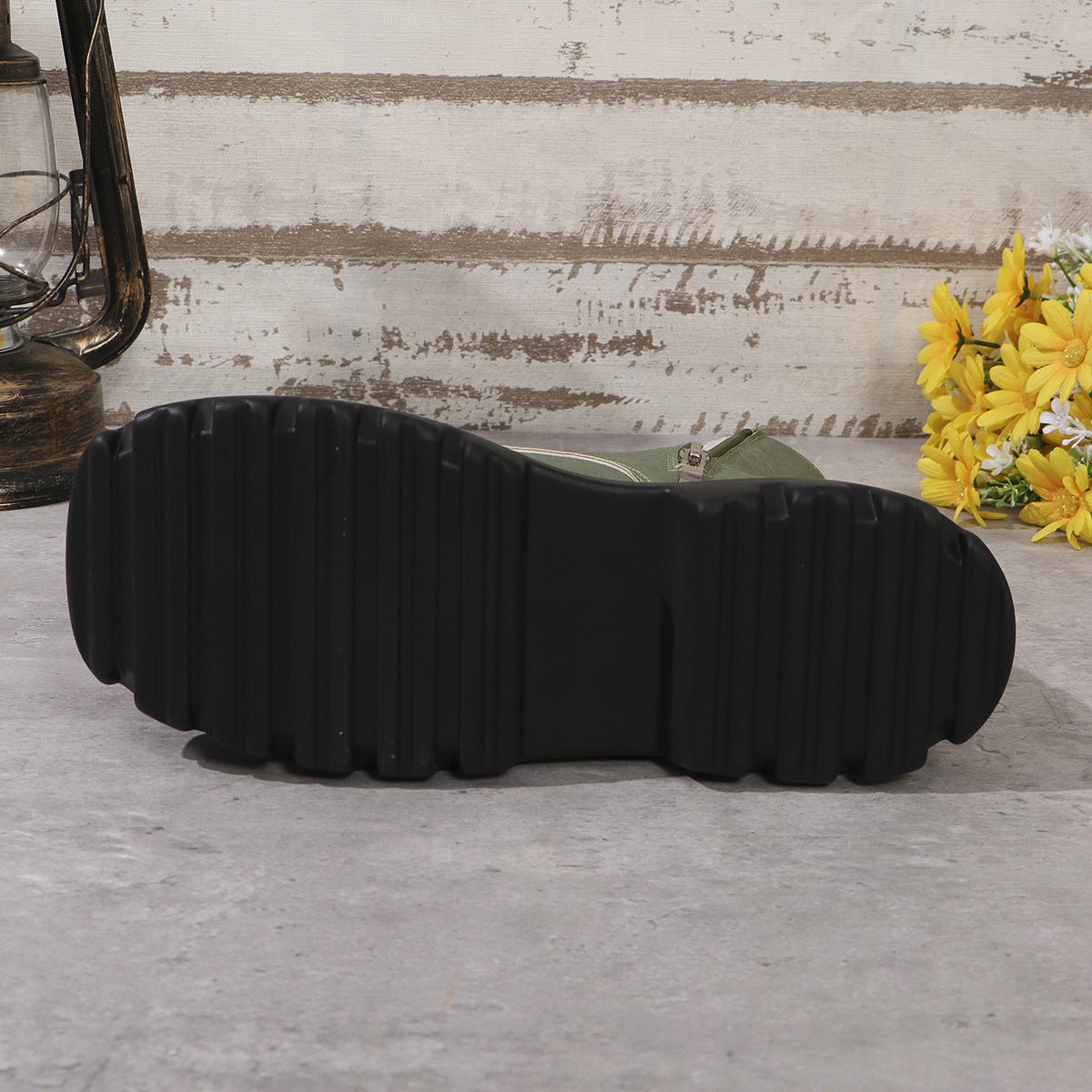 Women's Three-layer Platform Plus Round Toe Patchwork Retro Cool Martin Boots