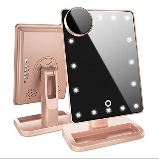 Écran tactile Maquillage Miroir Avec 20 LED Lumière Bluetooth Musique Haut-Parleur 10X Grossissant Miroirs Lumières