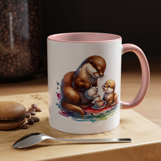 Cute Otter Family Coffee Mug | Animal Lover Gift, Holiday Mug, Tea Cup, Kid's Birthday, Home Decor