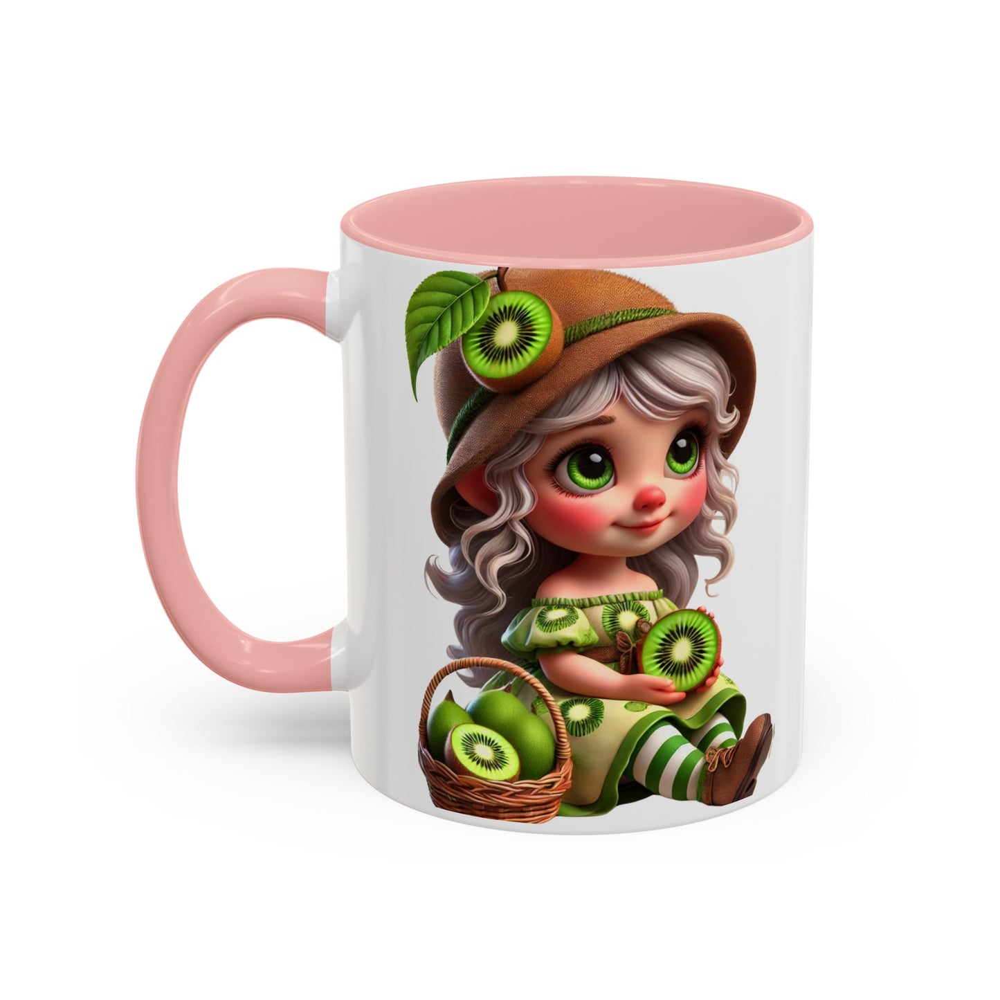 Whimsical Kiwi Accent Coffee Mug - Adorable Greenery Design for Nature Lovers