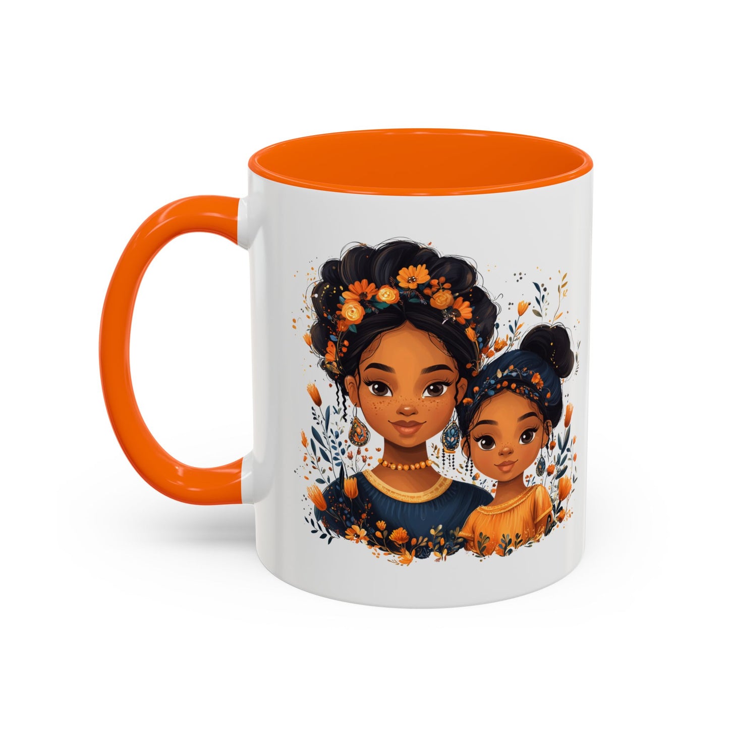 Cute Floral Accent Mug for Coffee Lovers, Gift for Moms, Family Bonding, Fall Decor, Unique Tea Mug