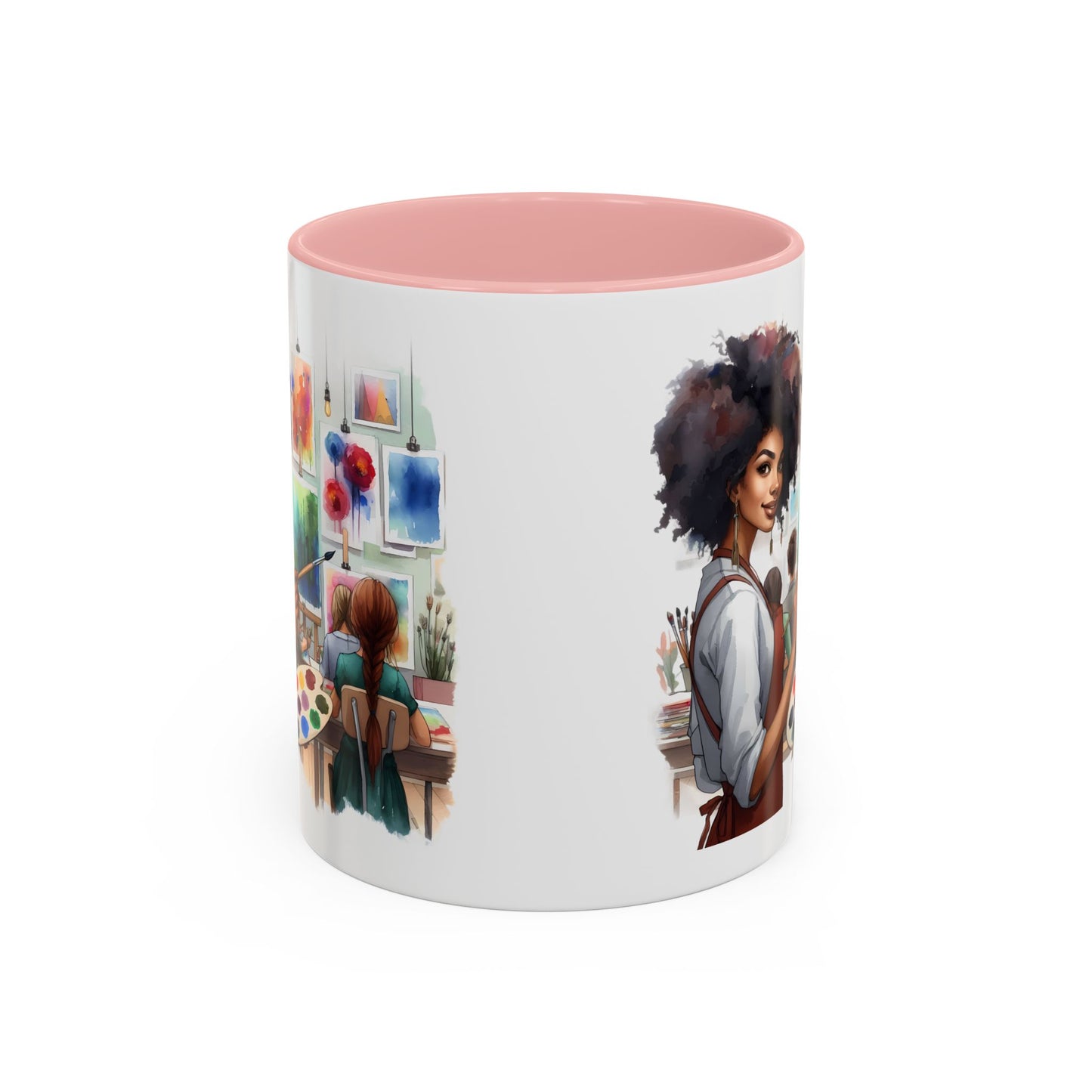 Artistic Creative Coffee Mug for Artists, Unique Mug Gift, Black Handle Ceramic Cup, Inspirational Art Lover Drinkware, Paint Palette Design