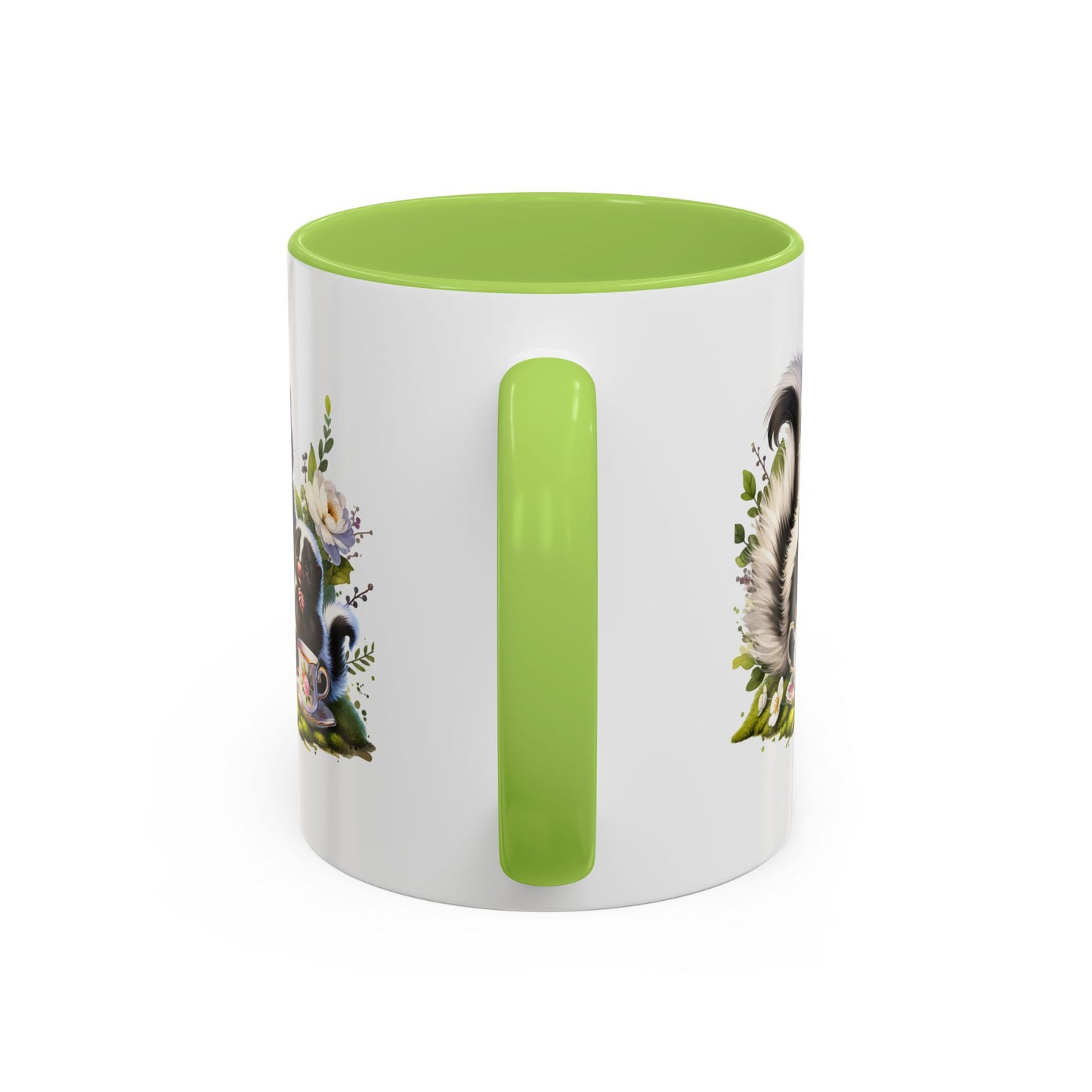 Whimsical Skunk Accent Coffee Mug - Cute Animal Art, Gift for Nature Lovers, Floral Design, Tea and Coffee Enthusiasts, Home Decor