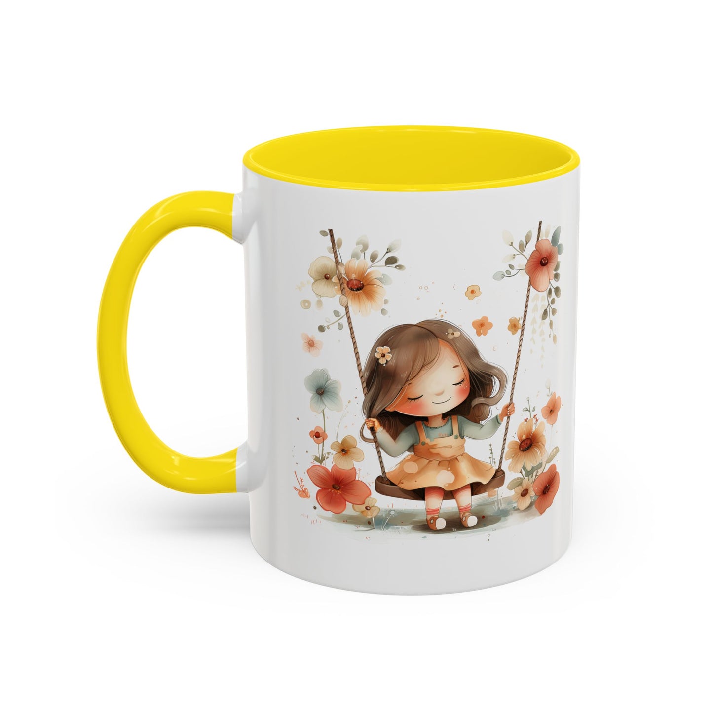 Floral Swing Coffee Mug - Whimsical Flower Design, Cute Gift for Tea Lovers, Boho Kitchen Decor, Birthday, Mother's Day