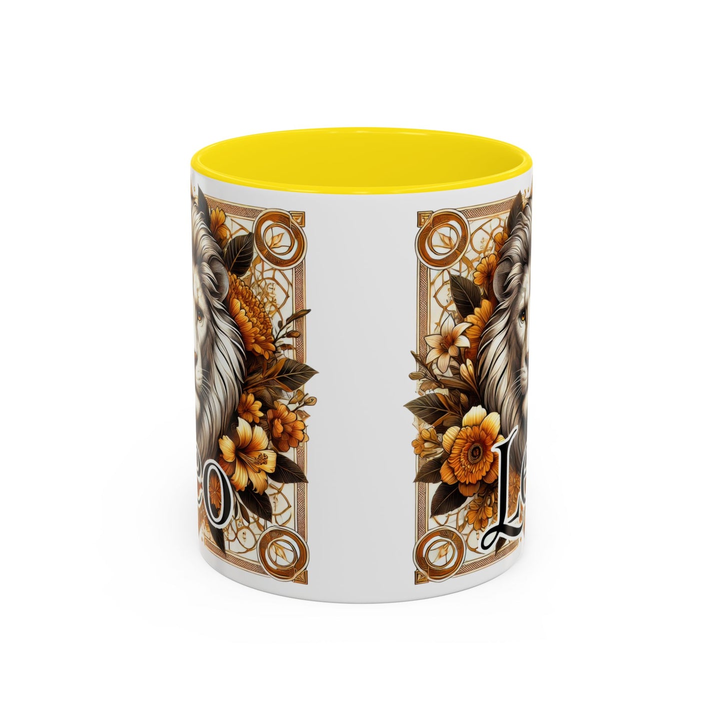 Leo Zodiac Accent Coffee Mug – Bold Floral Design for Astrology Lovers