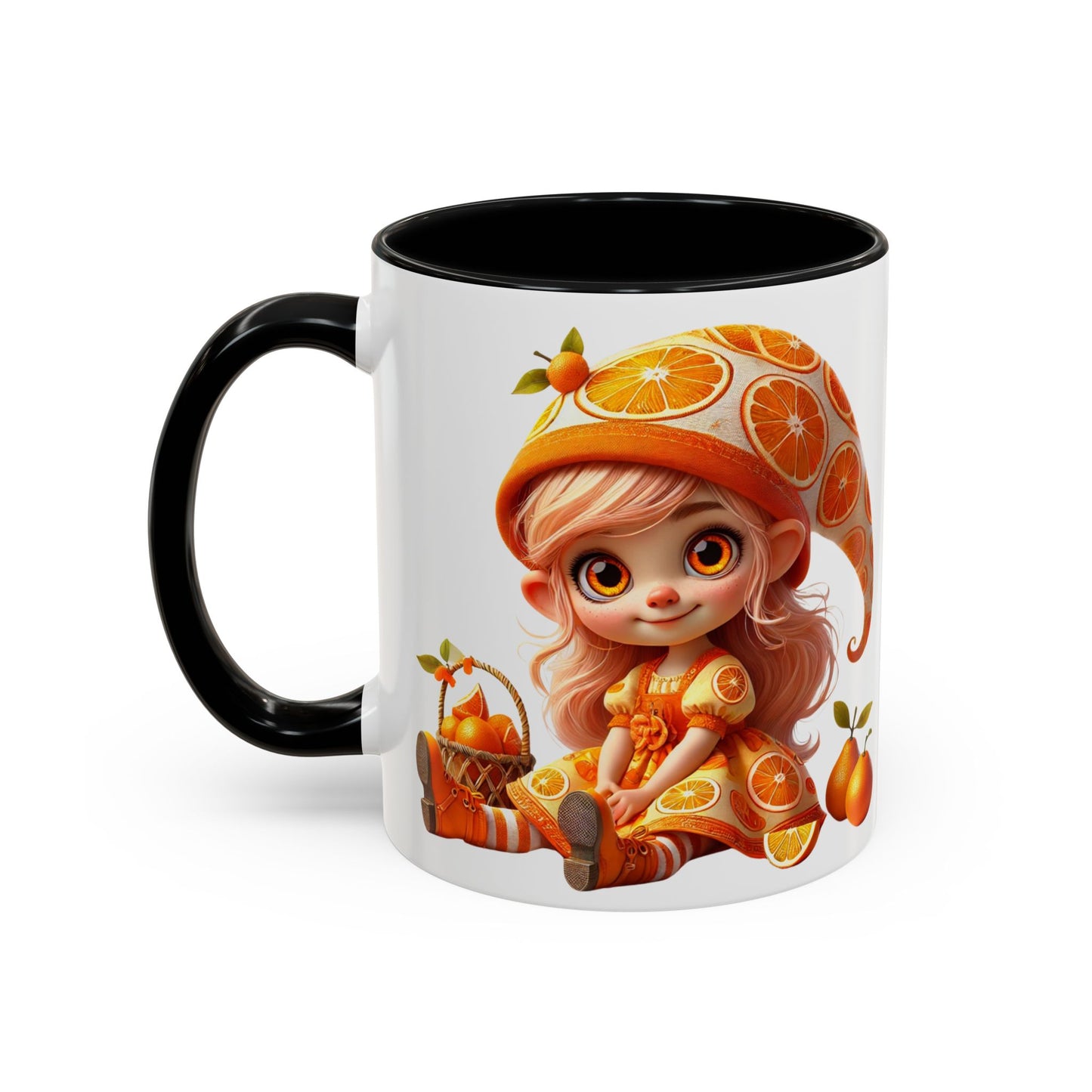 Whimsical Orange-Themed Coffee Mug, Cute Ceramic Cup for Fruit Lovers, Ideal Gift for Halloween, Birthdays, and Orange Enthusiasts