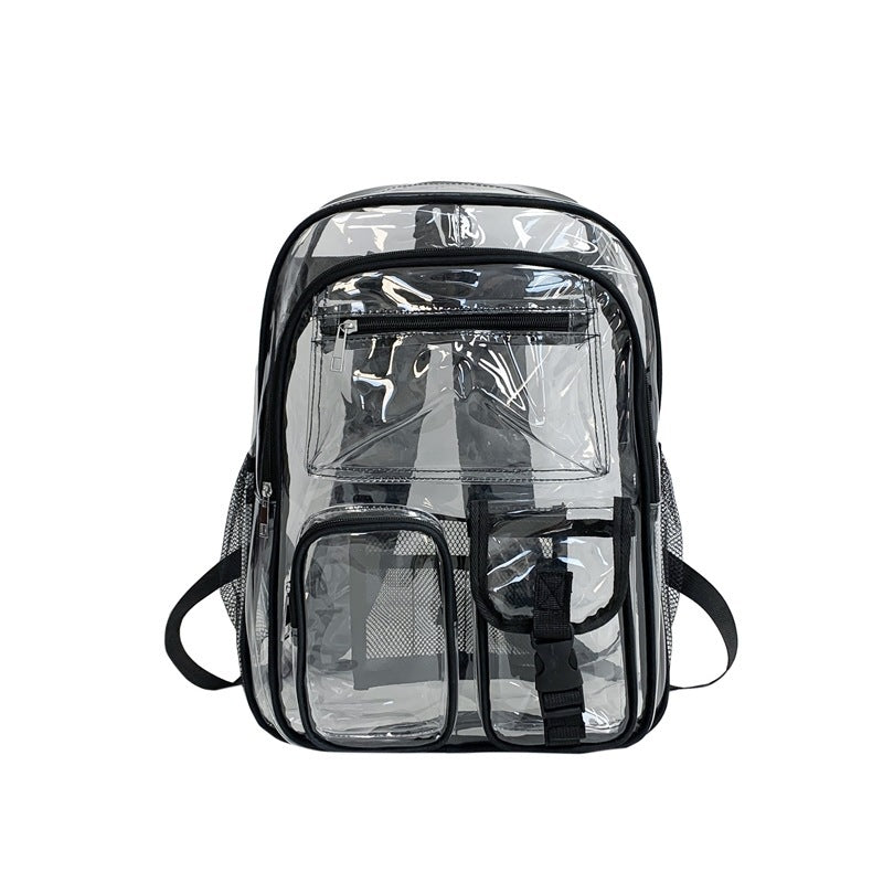 Sac à dos transparent PVC sac d'école d'étudiant de grande capacité