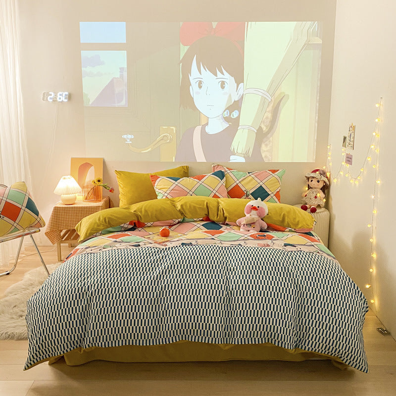 Three-piece Thermal Flannel Sheet And Quilt Cover