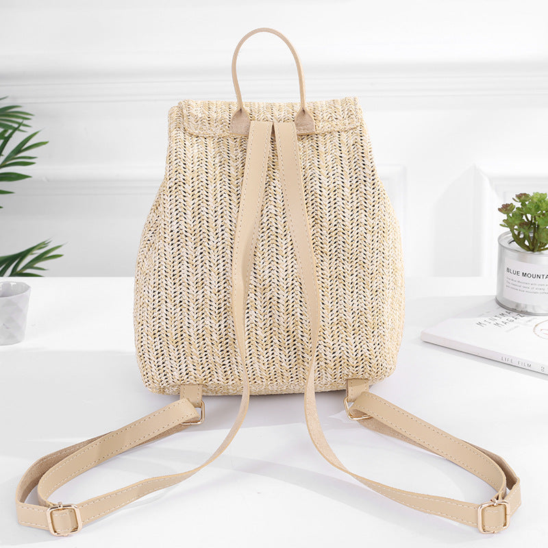 Summer Backpack Straw Braided Women's Bag