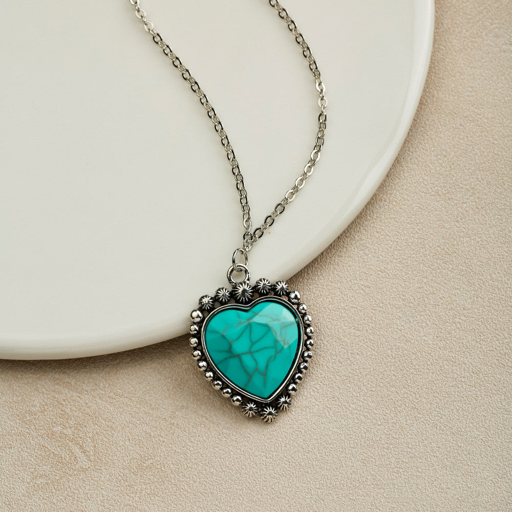 Necklace Turquoise Pendant Bohemian Style Ornament Cross-border European And American Wholesale Natural Jewelry