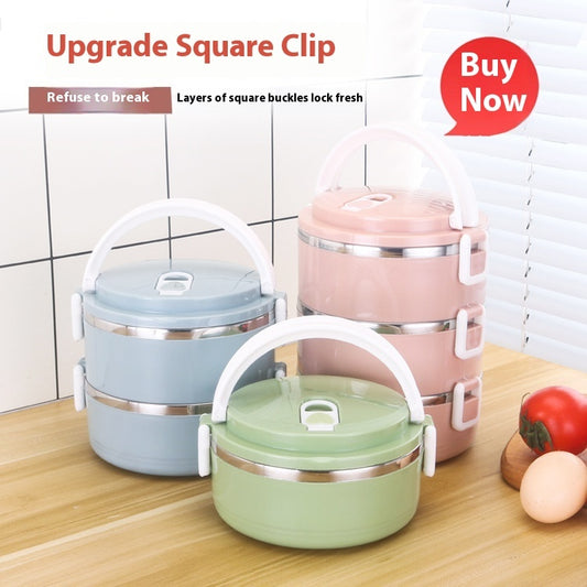 Ion Aluminum Foil Insulation Bag Lunch Bag Compartment Multi-layer Round Lunch Box