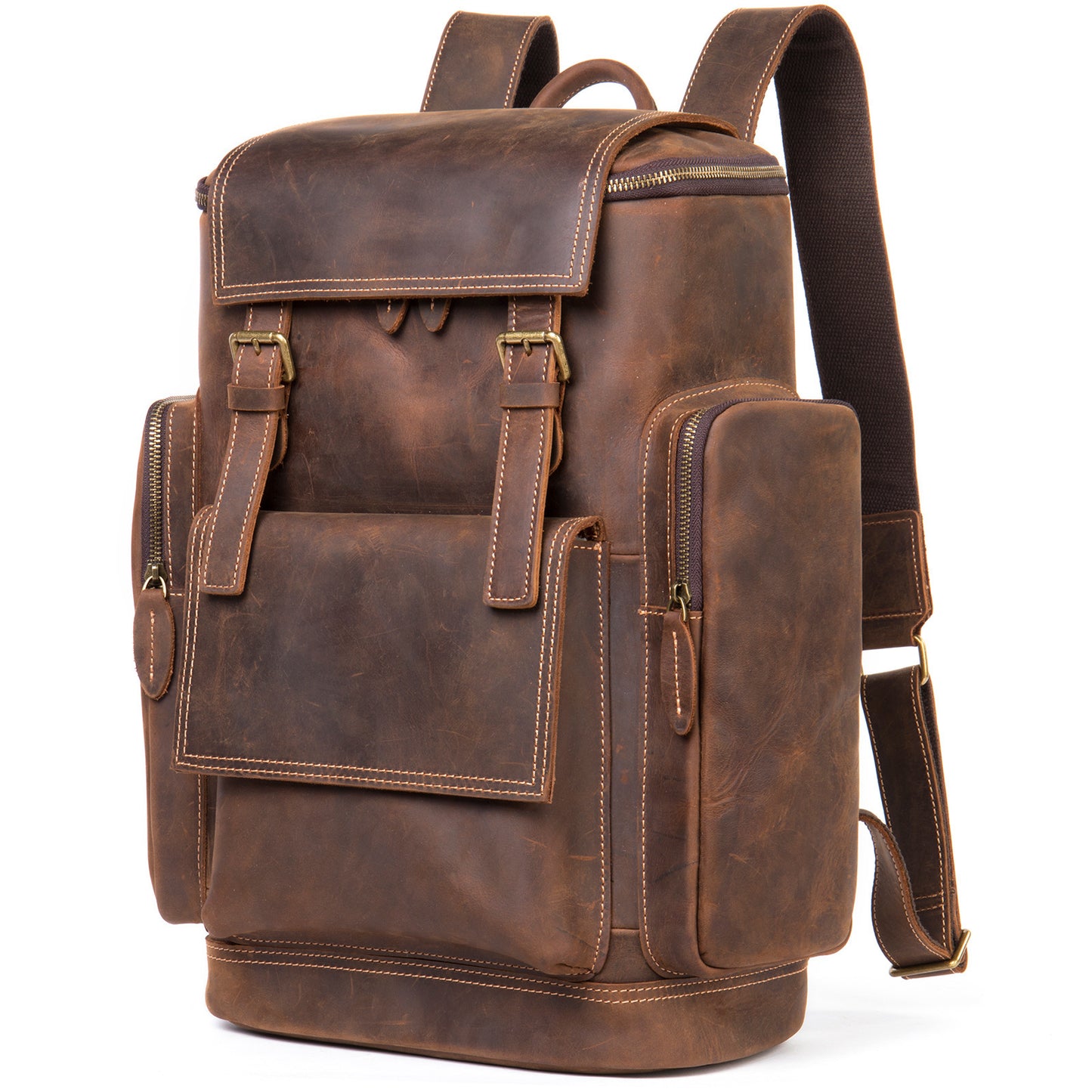 Men's Vintage Crazy Horse Leather Backpack