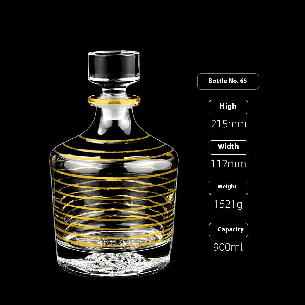 Gold Drawing Line Foreign Wine Bottle Crystal Glass Creative Whiskey Bottle