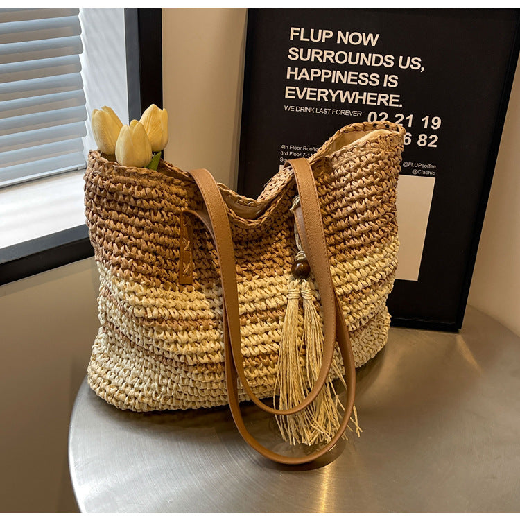 New Niche Contrast Color Large Capacity Woven Bag Store Hive UNIjuntos