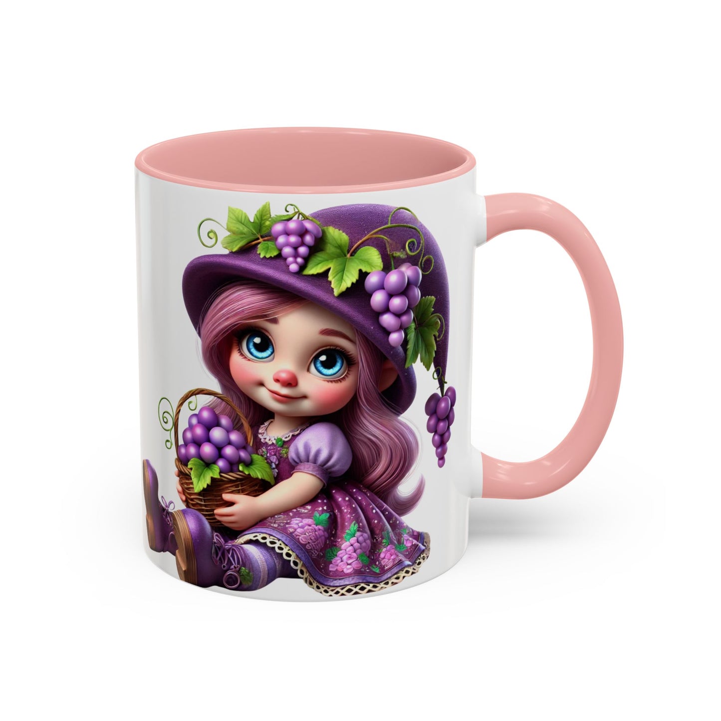 Whimsical Grape Girl Coffee Mug - Fun 11oz & 15oz Accent Mugs for Kids and Wine Lovers