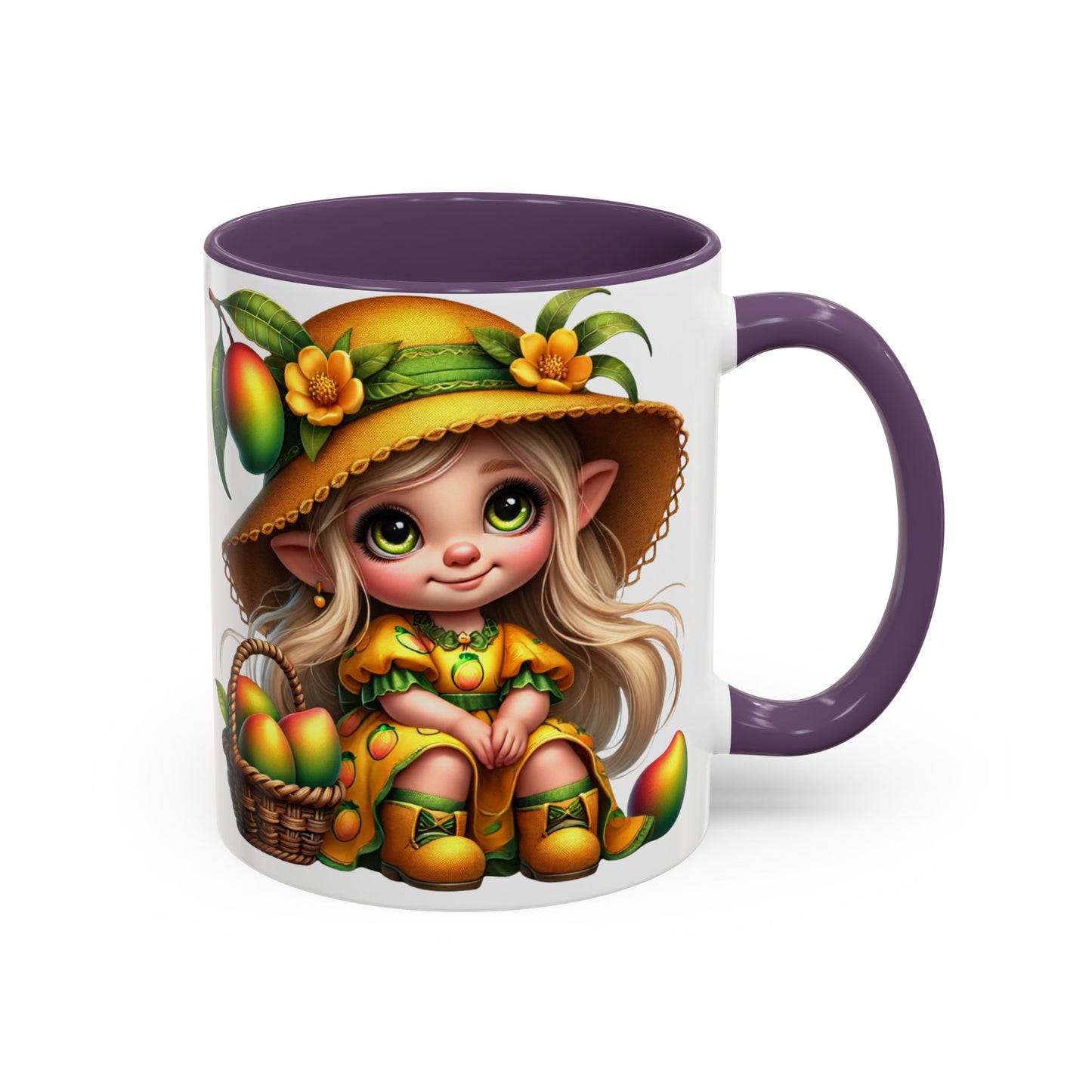 Cute Mango Fairy Accent Coffee Mug - Whimsical 11oz & 15oz