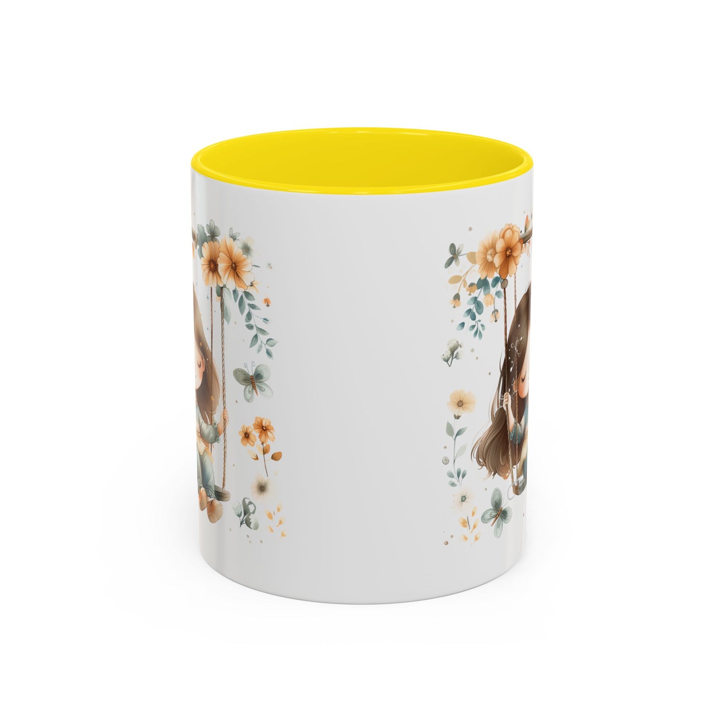 Whimsical Floral Swing Accent Coffee Mug, Cute Gift for Tea Lovers, Cozy Home Decor, Ideal for Birthdays, Mother’s Day, Girlfriend Gift