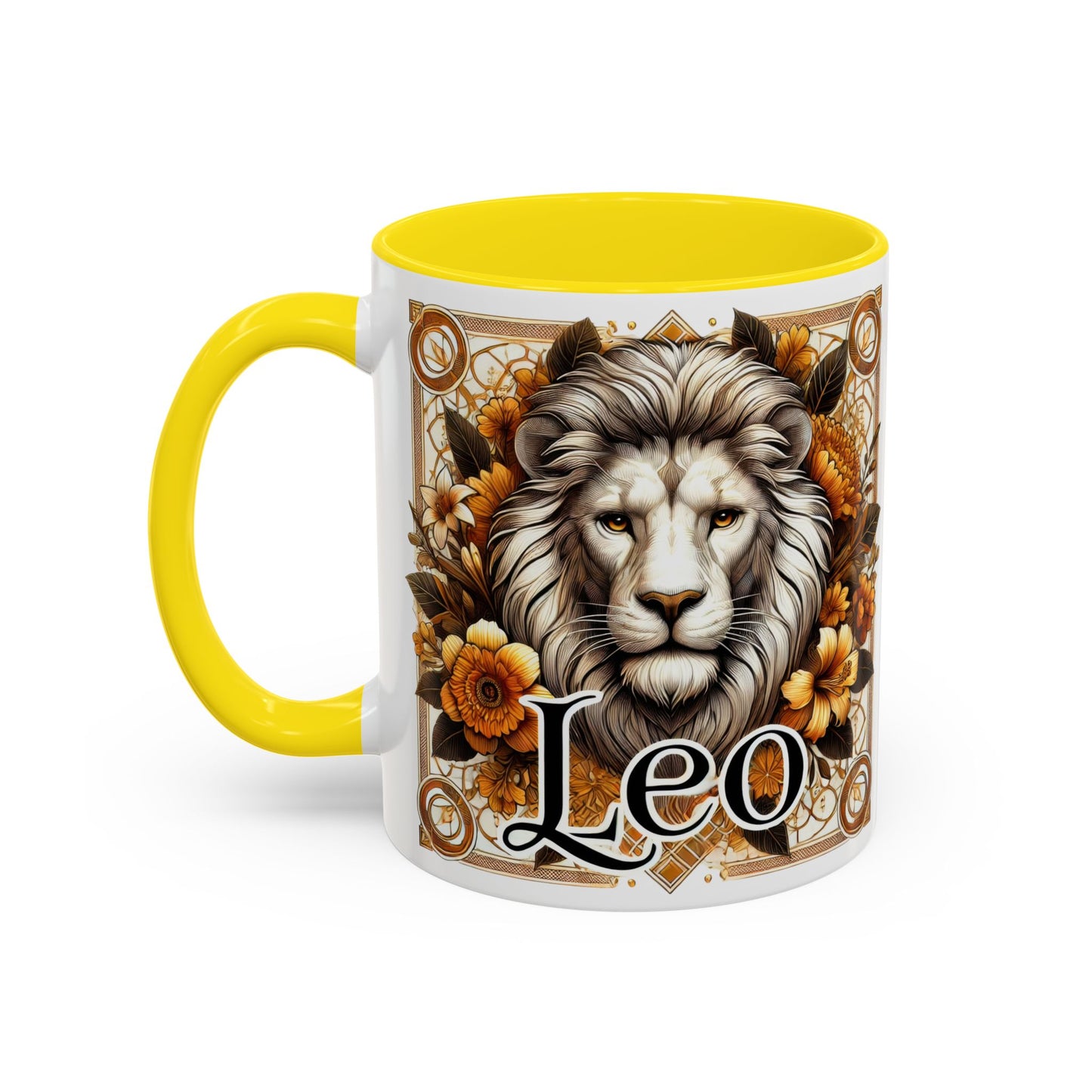 Leo Zodiac Accent Coffee Mug – Bold Floral Design for Astrology Lovers