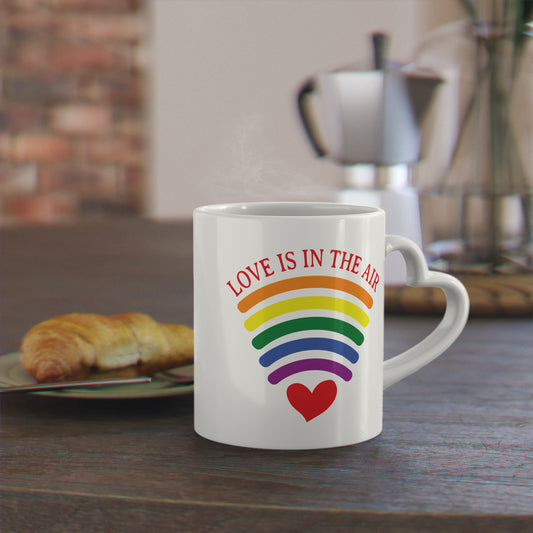 Romantic Heart-Shaped Mug, Gift for Him or Her, Valentine's Day Cup, Love is in the Air Mug, Colorful Coffee Mug, Cute Couple Gift