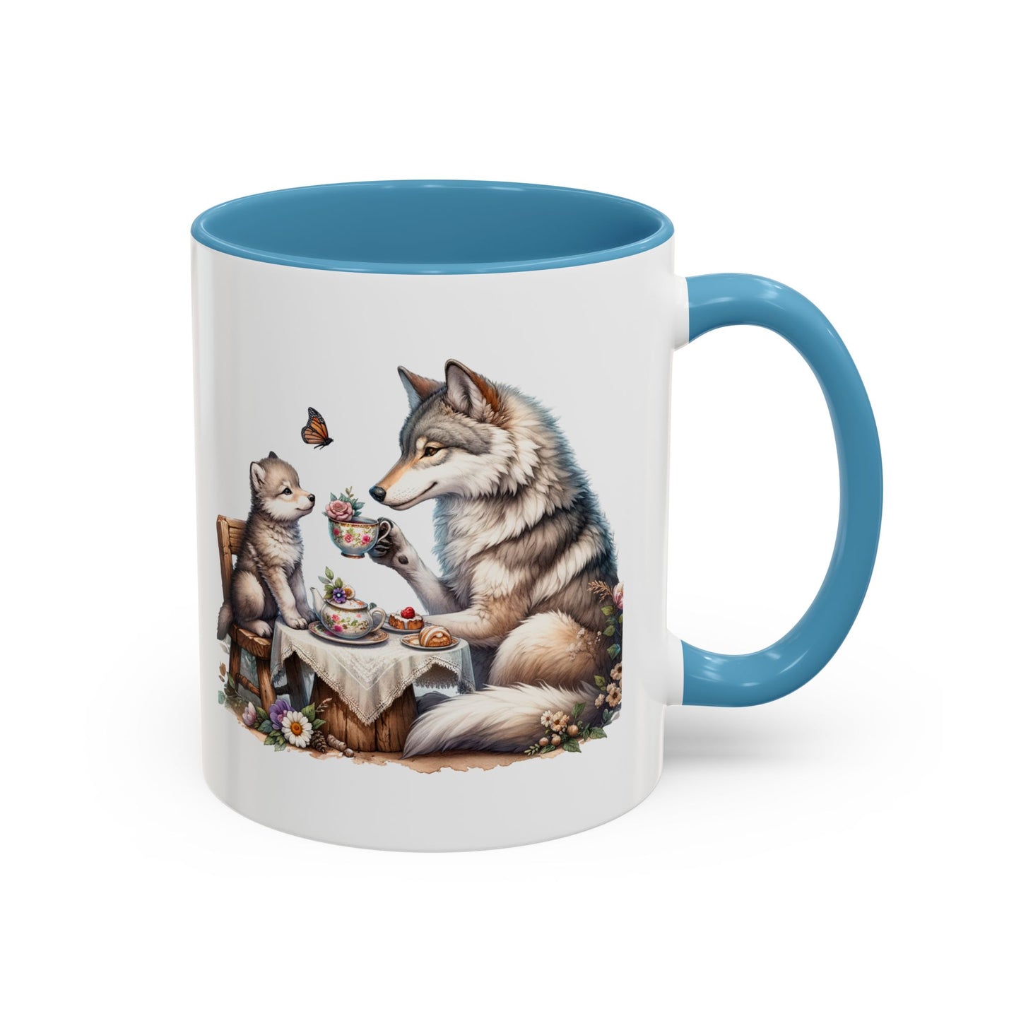 Whimsical Wolf Tea Time Mug | Cute Animal Coffee Cup, Gifts for Animal Lovers, Home Decor, Cozy Kitchen, Unique Gift Idea