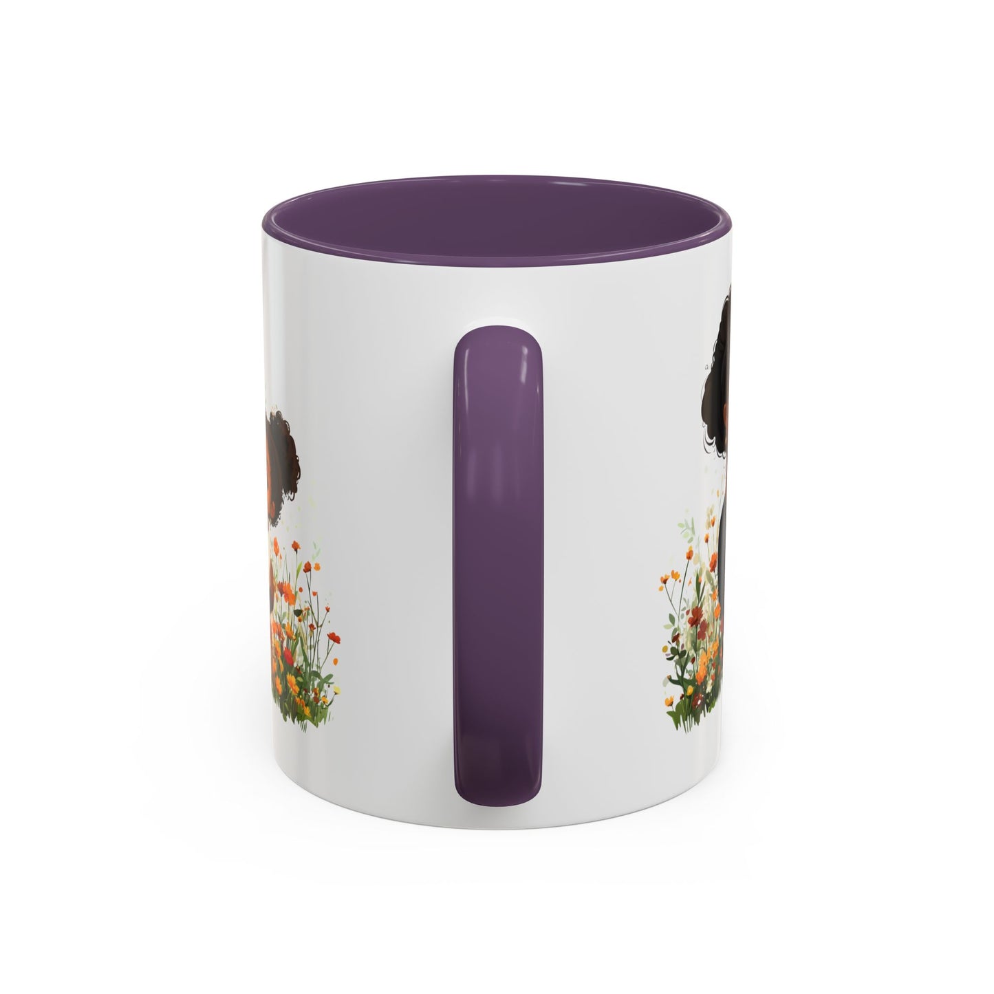 Floral Family Accent Coffee Mug, Black Handle Mug, Mama and Child Gift, Mother's Day, Cozy Home Decor, Cute Coffee Cup