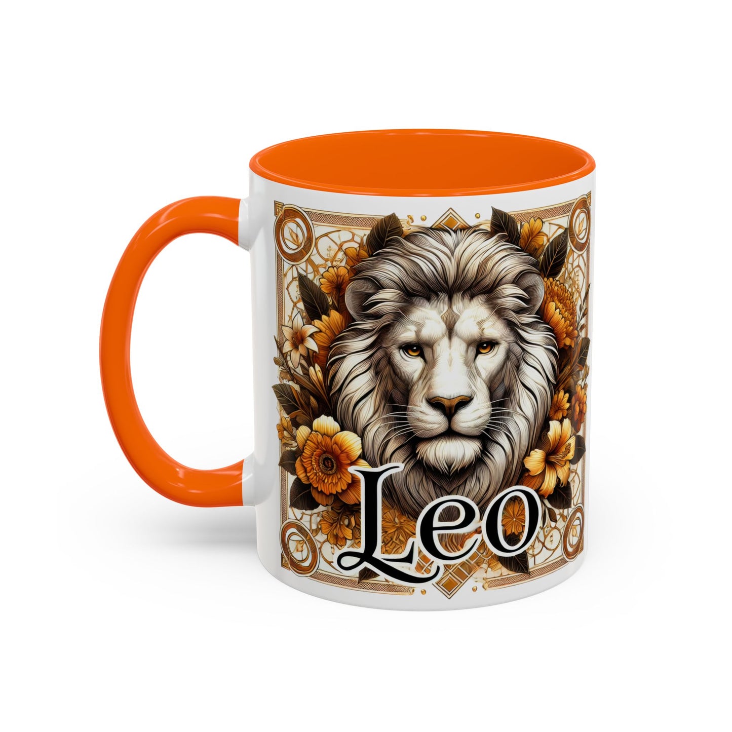 Leo Zodiac Accent Coffee Mug – Bold Floral Design for Astrology Lovers