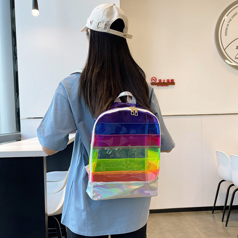 Sen Girls Fashion Rainbow Personalized Foreigner PVC Backpack
