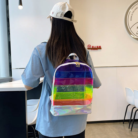 Sen Girls Fashion Rainbow Personalized Foreigner PVC Backpack